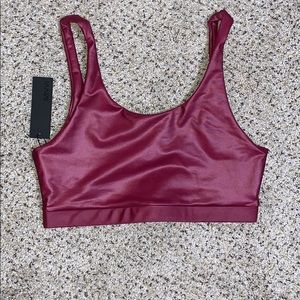 Savvi sports bra. Leather feeling outside